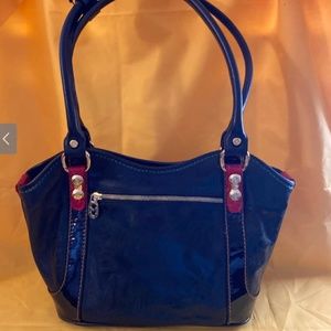 NWOT Marino Orlandi Handbag Black Leather with Red Trim